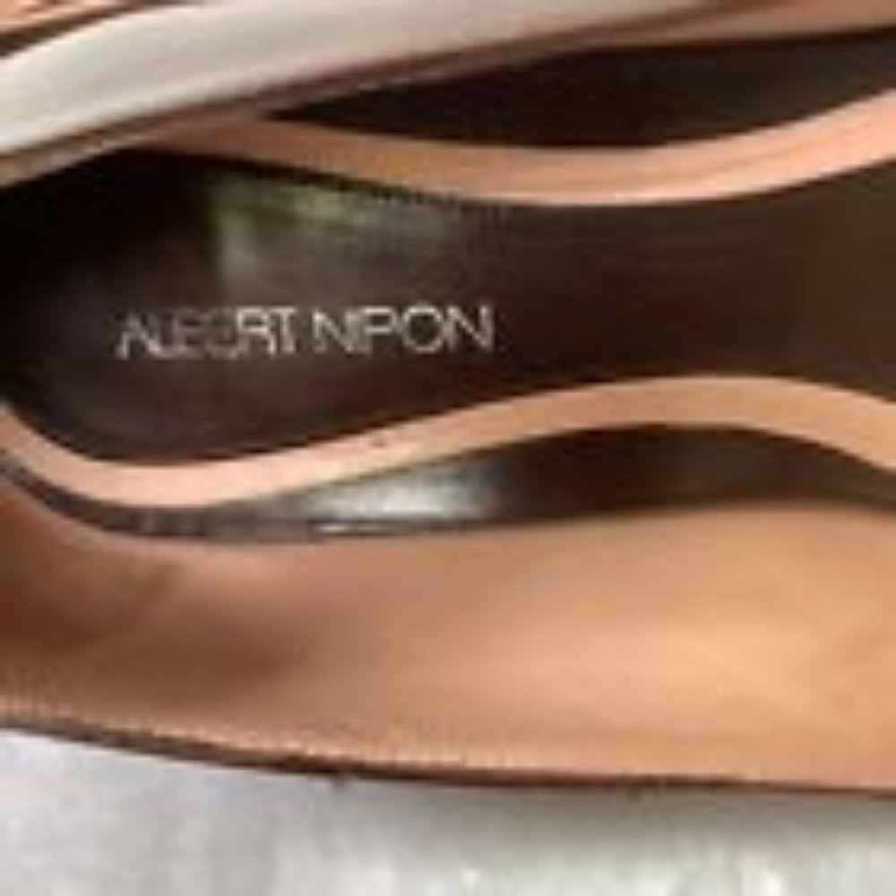 Albert Nipon Brown Leather Pointed Toe Kitten Hee… - image 6